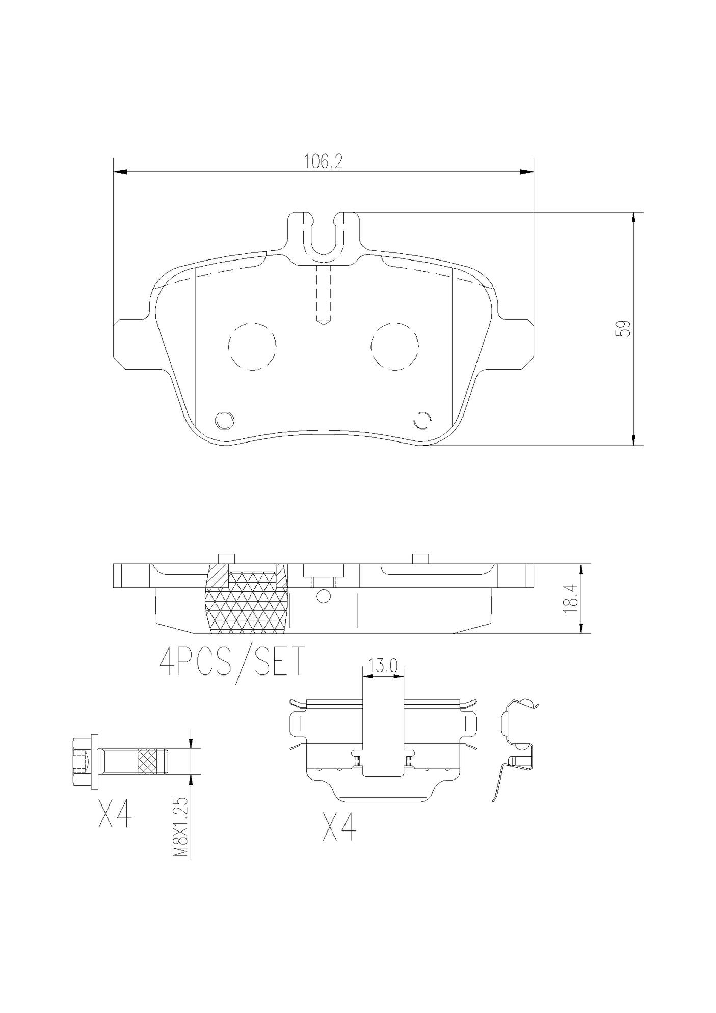 Mercedes Disc Brakes Kit -  Brembo Pads Rear (Ceramic) 0084202320 - Brembo P50091N